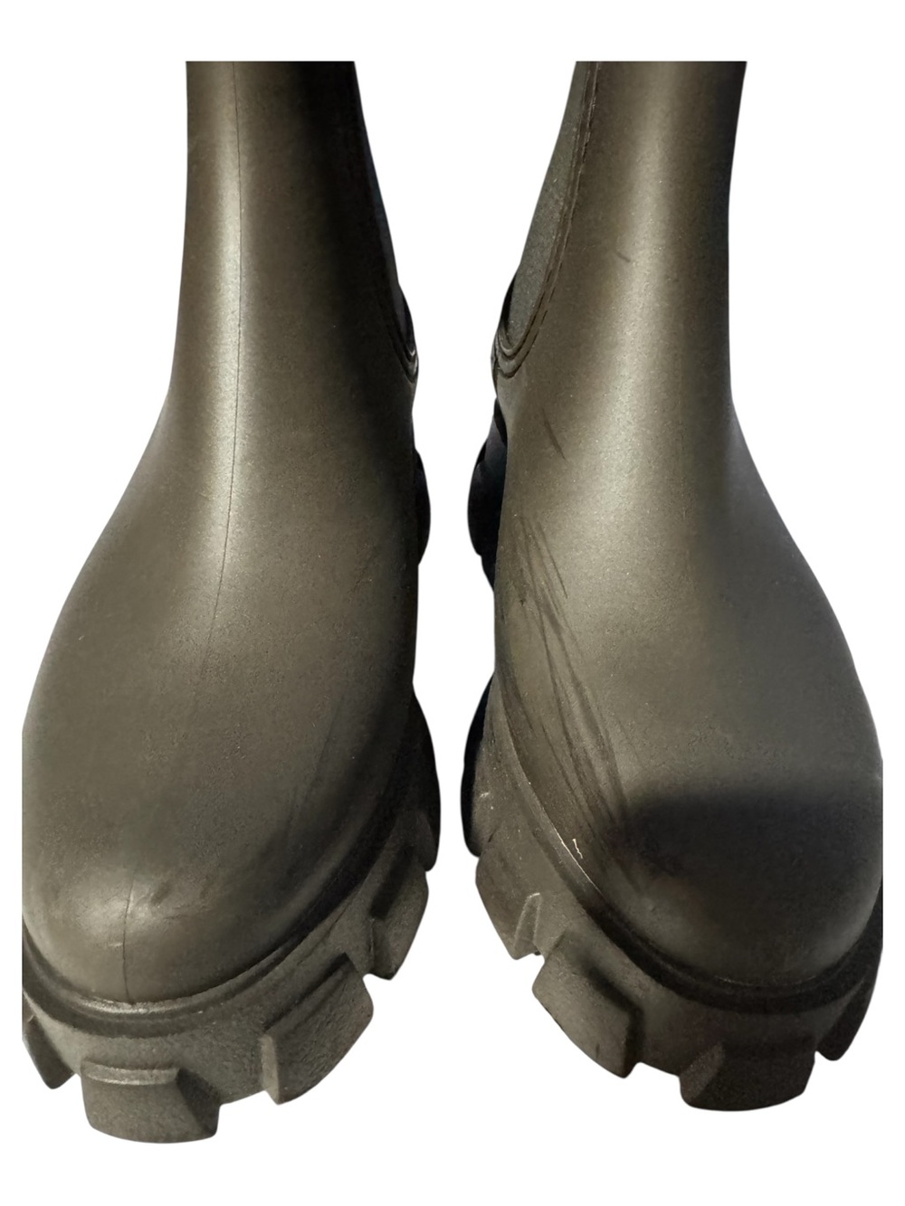 Jeffrey Campbell Army Green Platform Lugged Rubber Chelsea Boots Sz 7 - Picture 3 of 11